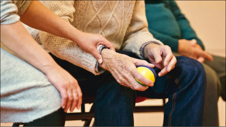 Holding hands with the elderly